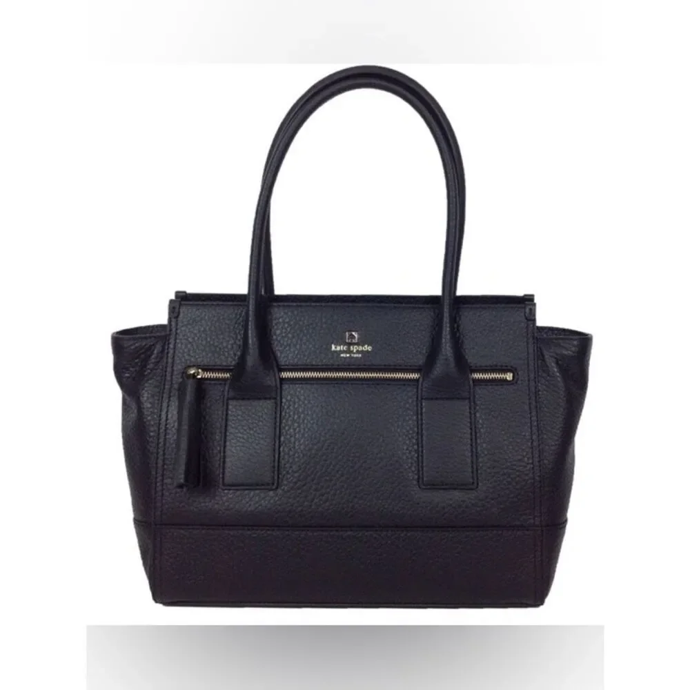 Kate Spade Southport Oden Black Pebbled Leather Satchel with Tassel